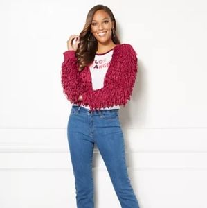 Eve Mendes New York & Company Burgundy DANICA Cardigan Sweater, Sz Medium